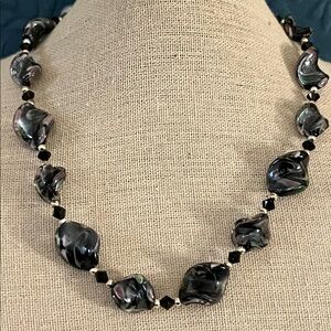 Elegant twisted multicolor lamp glass beaded choker sterling balls black crystal